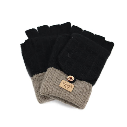 Women’s Fingerless Winter Gloves - Warm Unisex Gloves with Finger Cover for Students
