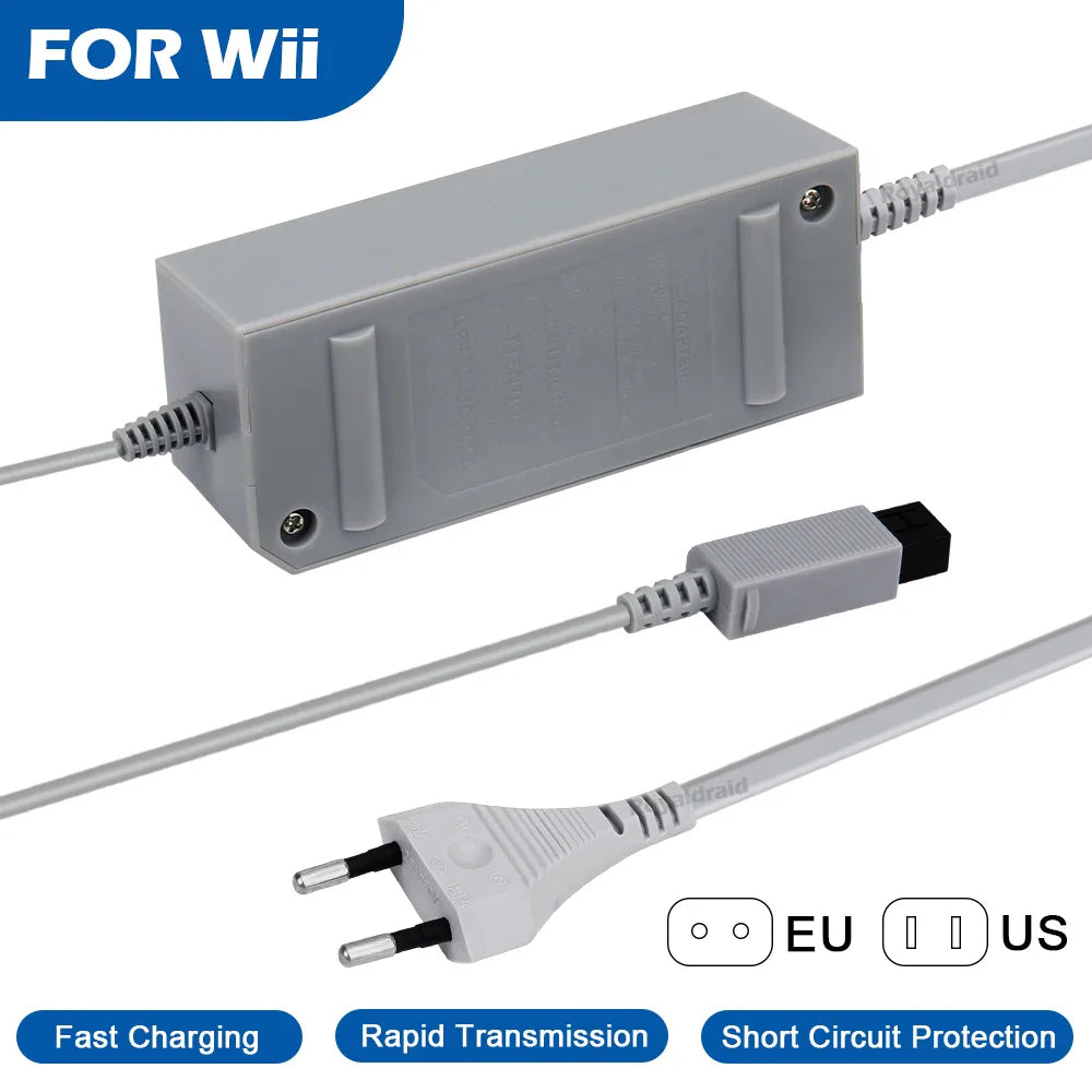 Nintend Wii AC Adapter 100-240V 12V 3.7A – EU/US Plug Wall Charger Power Supply