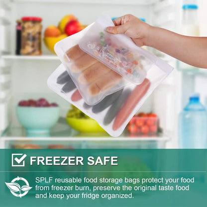 10pcs Silicone Food Storage Containers - Leakproof, Reusable Stand-Up Zip Bags for Fresh Food Storage