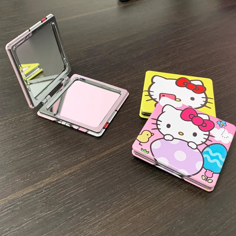 Hello Kitty Portable Small Mirror – Sanrio Folding Double-Sided Makeup Mirror, Cute Gift for Girls