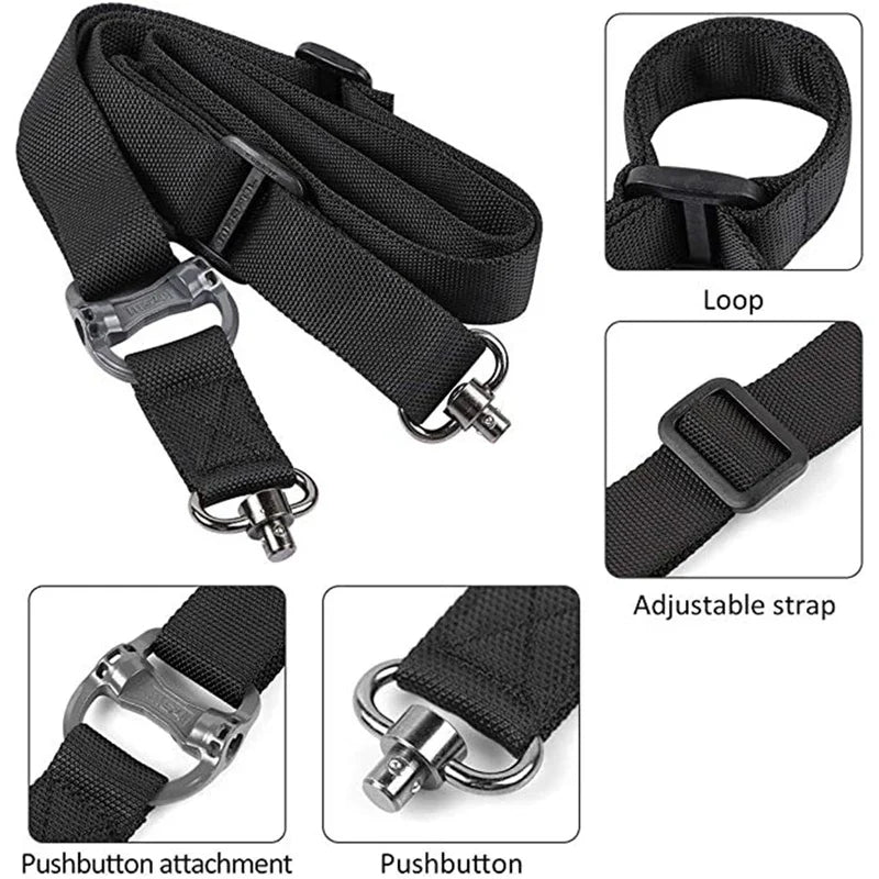 Tactical Adjustable MS4 Rifle Sling — QD Metal Swivel, 2-Point & Single-Point Quick Release for Multi-Mission Use