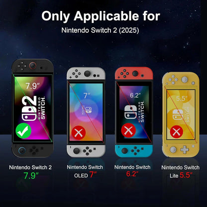 Tempered Glass Screen Protector for Nintendo Switch 2 — Includes Joystick Cap Accessories