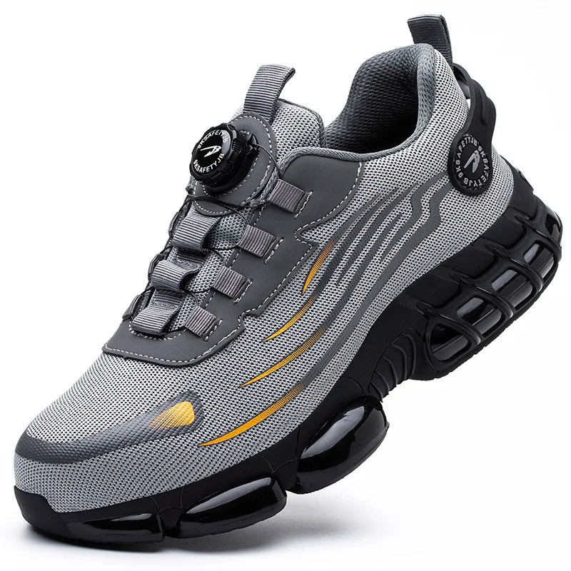 Rotating Button Men’s Safety Shoes – Anti-Smash & Anti-Puncture Work Boots, Fashion Sport Protective Footwear
