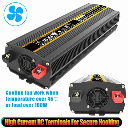 3000W-8000W Pure Sine Wave Power Inverter — DC 12V to AC 220V with Digital Display