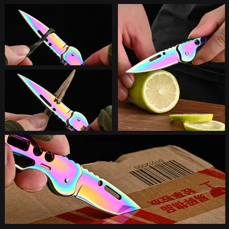 Folding Fruit Knife - Stainless Steel Outdoor Knife with Non-Slip Handle, Ideal for Kitchen and Pocket Use