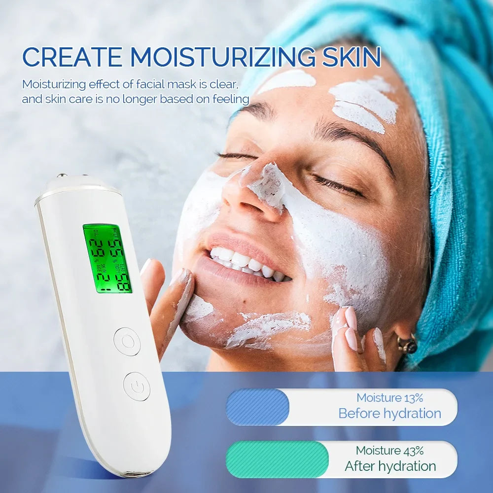 Skin Tester Analyzer - Moisture, Oil Content, Elasticity, and Age Test Meter with Fluorescent Agent Detector