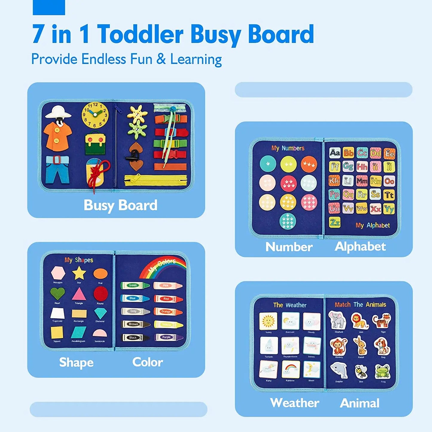 Montessori Busy Book – Portable Educational Toy for Toddlers, Travel Activity Board, Fine Motor Skills & Early Learning