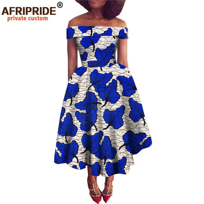 Women’s African Ankara Off-Shoulder Dress - Traditional Print Fashion Attire for Special Occasions
