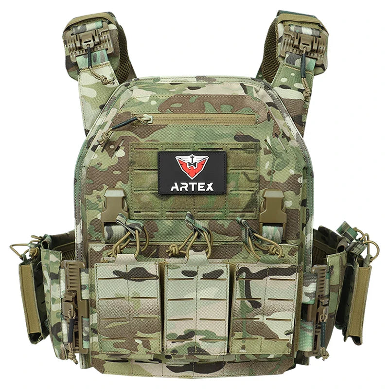 New 6094 Combat Vest – Quick Detachable Light Laser Cut Tactical Gear, Black Airsoft Carrier for Combat Equipment