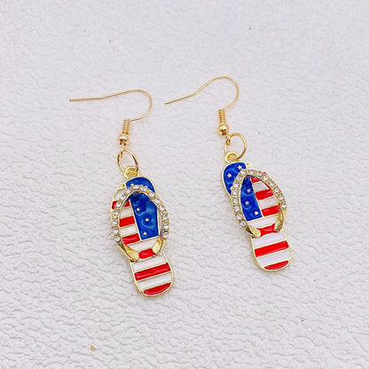 USA Flag Hat Wing Charms Earrings - Patriotic 4th of July Rainbow Flag Dangle Jewelry for Women & Girls