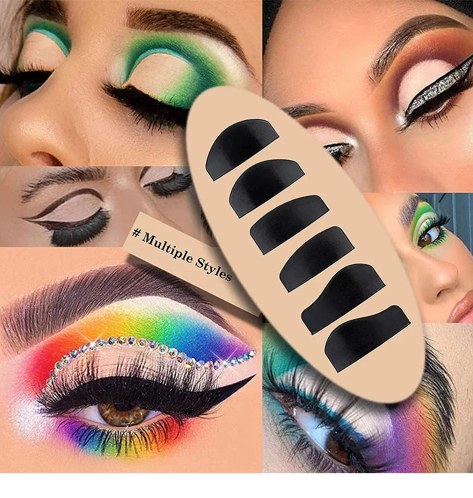 6 in 1 Crease Line Kit - Silicone Eyeliner Template for Precise Eyeshadow Cut Crease, Black Eye Makeup Stencils for Women