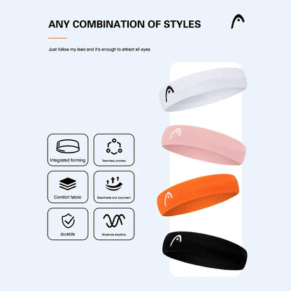 HEAD Sports Hairbands for Men & Women — Fitness Sweatband for Tennis, Badminton, Yoga, Basketball, Running, Fashion Headband
