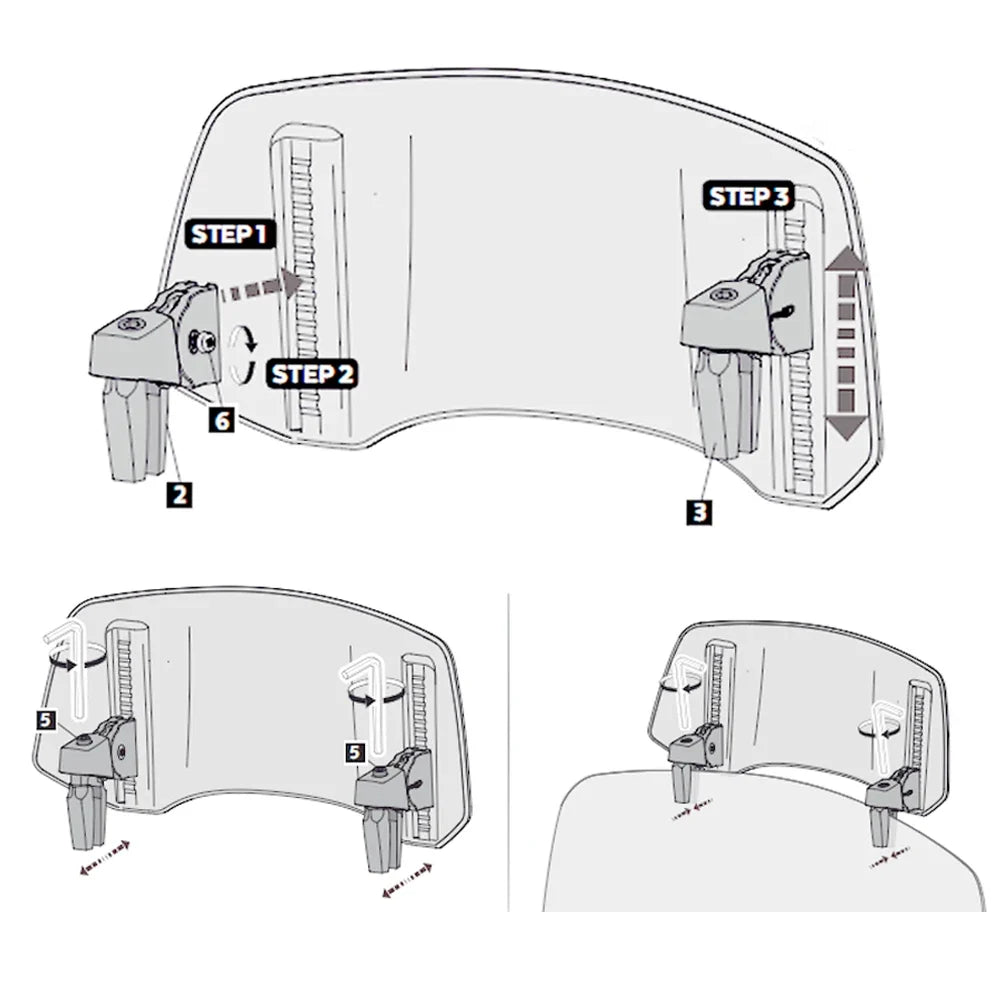 Universal Motorcycle Windshield Extension - Adjustable Clamp-On Windscreen Spoiler Deflector for All Bikes