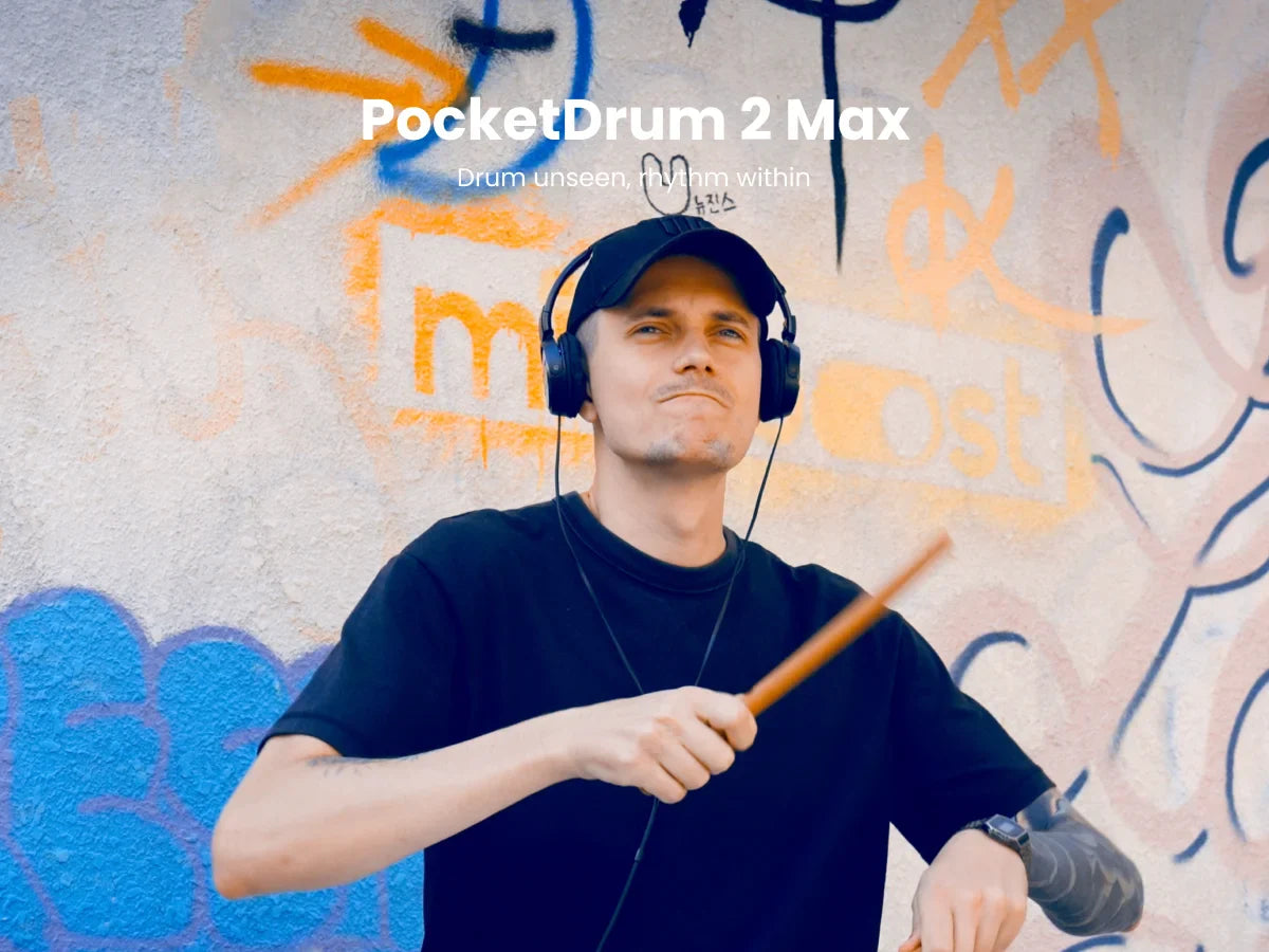 AeroBand PocketDrum 2 MAX – Somatosensory Digital Electronic Drum Stick Set with Foot Pedals & Bluetooth Adapter