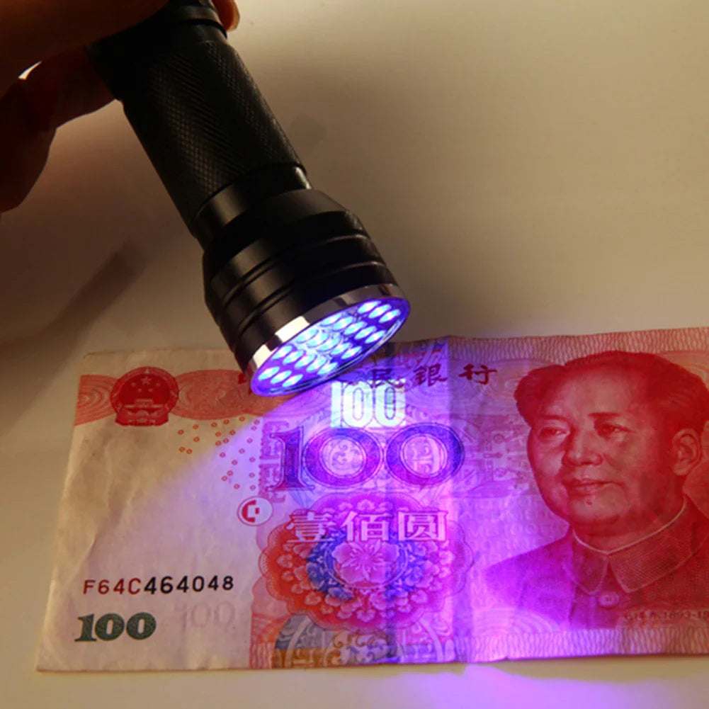 9/21LED UV Light 395nm Waterproof Flashlight – Portable Ultraviolet Torch for Nails, Black Light & Detection