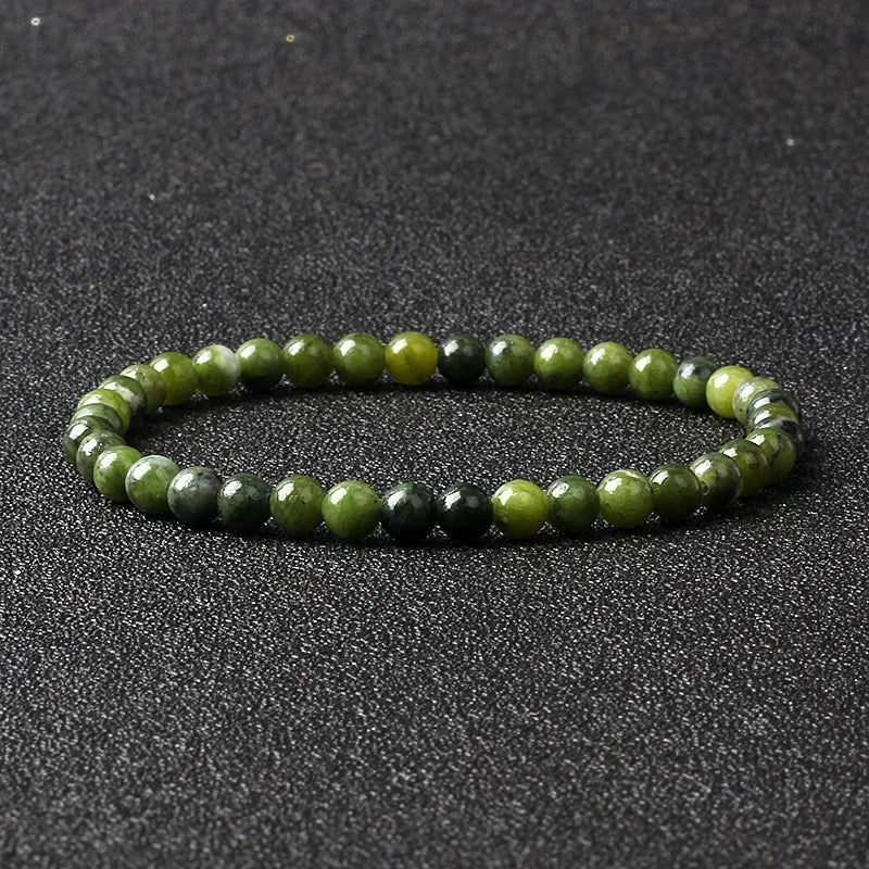 4mm Natural Stone Bead Stretch Bracelet for Men & Women – Agate Lava Handmade Reiki Crystal Jewelry