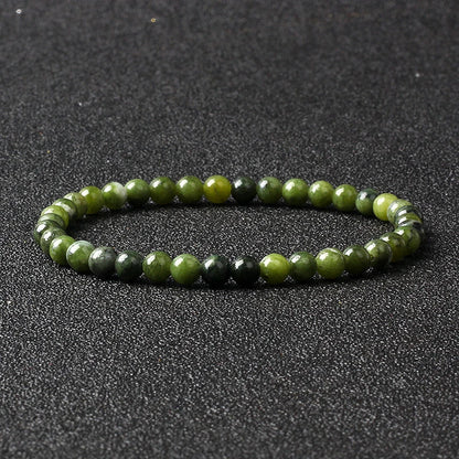 4mm Natural Stone Bead Stretch Bracelet for Men & Women – Agate Lava Handmade Reiki Crystal Jewelry