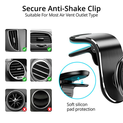 Magnetic Car Phone Holder - Air Vent Clip Mount with 360° Rotation for Xiaomi, iPhone 14, Samsung, & Other Cell Phones