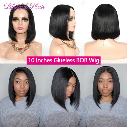 Glueless Bob Human Hair Wig — Ready-to-Wear Straight 4x4 Transparent Lace Closure for Women