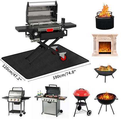 Large Fire Blanket & Grill Mat – Double-Sided Fireproof, Oil-Proof, Waterproof BBQ Protector for Grill & Fireplace