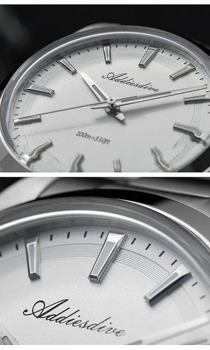 ADDIESDIVE 36MM Men's Stainless Steel Quartz Watch — Luxury Bubble Mirror Glass, 100M Waterproof Timepiece AD2066