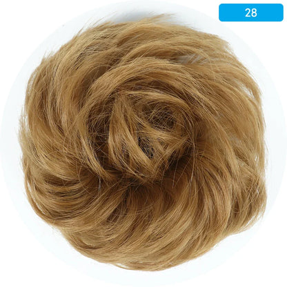 AZQUEEN Messy Bun Hair Extension – Synthetic Curly Wave Chignon Scrunchie, Elastic Band Updo Hairpiece for Women