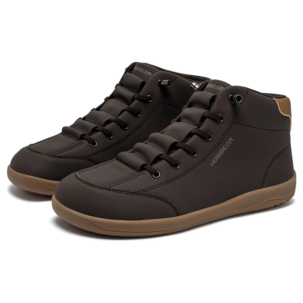 HOBIBEAR Mid-Top Barefoot Shoes — Men & Women Wide Toe Ankle Boots, Outdoor Non-Slip Artificial Leather Footwear