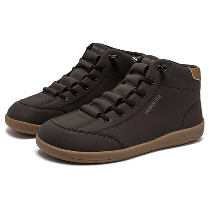HOBIBEAR Mid-Top Barefoot Shoes — Wide-Toe Ankle Boots for Men & Women, Outdoor Non-Slip Artificial Leather Shoes