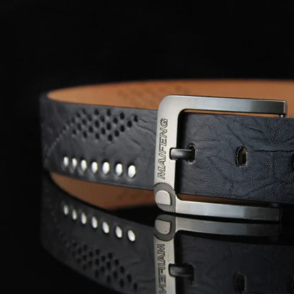 Genuine Leather Men's Belt – Luxury Classic Buckle, High-Quality Alloy Vintage Business & Cowboy Waistband