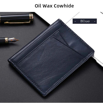 YUECIMIE Super Slim Leather Wallet – Genuine Mini Credit Card Holder, Thin Soft Purse for Men