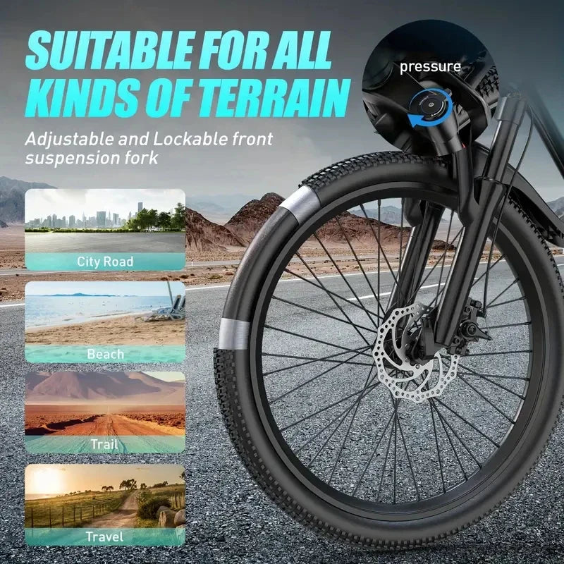 Electric Mountain E-Bike for Adults - 1000W Peak Motor, 36V High-Capacity Battery, Commuter Electric Bicycle