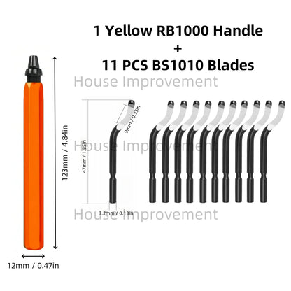 11-Piece Deburring Tool Set - High-Speed Steel Swivel Blades for Metal, Plastic, PVC, Copper, Aluminum & Resin