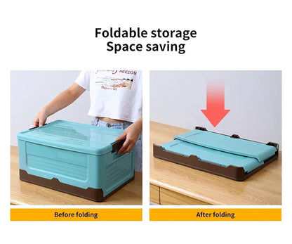 Folding Storage Box with Lid – Multifunction Plastic Organizer Container