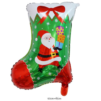 Merry Christmas Foil Balloon Set – Santa Snowman Christmas Tree Elk Cartoon Party Decorations Supplies
