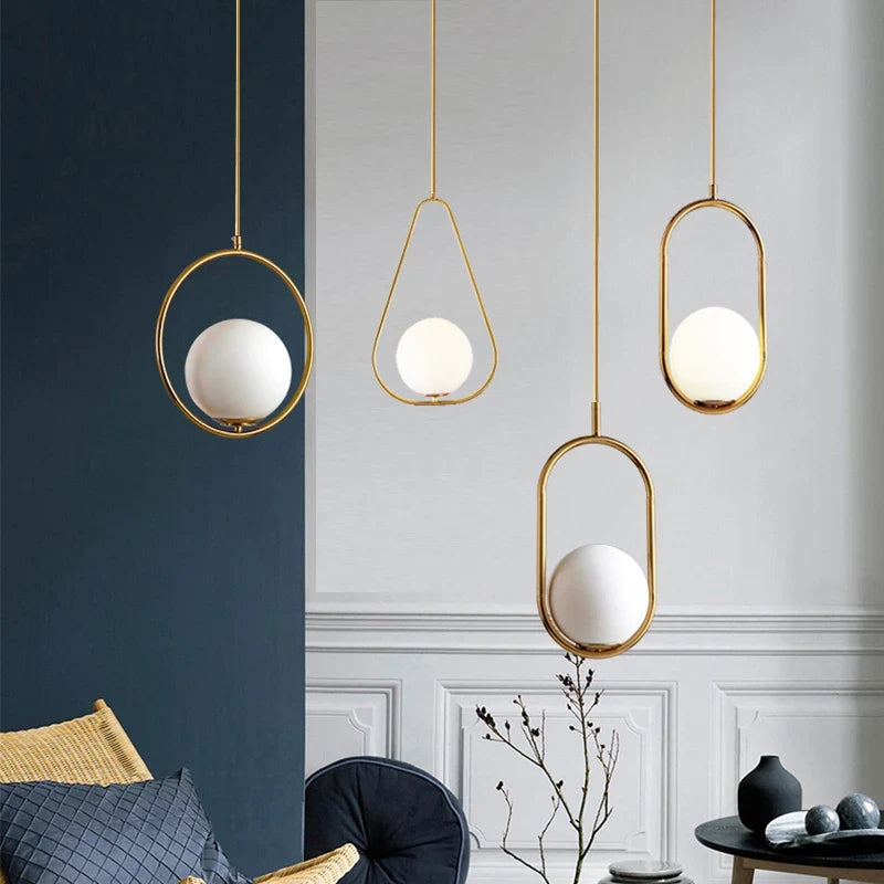 XCLuuHY Nordic Pendant Light - Modern Glass Ball Hanging Lamp for Living Room, Bedroom & Dining Room Decor