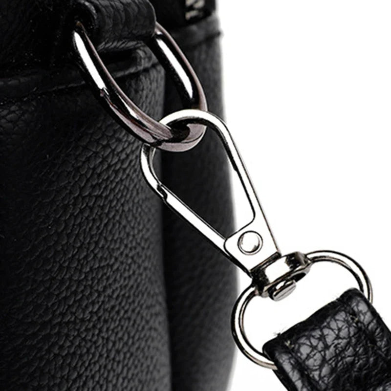 Women's Rivet Zipper Crossbody Bag – Solid Color Soft Leather Mobile Phone Shoulder Purse