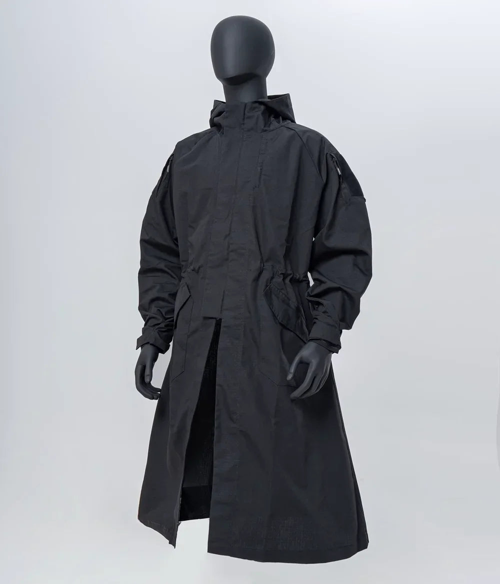 Polyester-Cotton Long Tactical Trench Coat – Hooded Outdoor Hunting & Cosplay Jacket