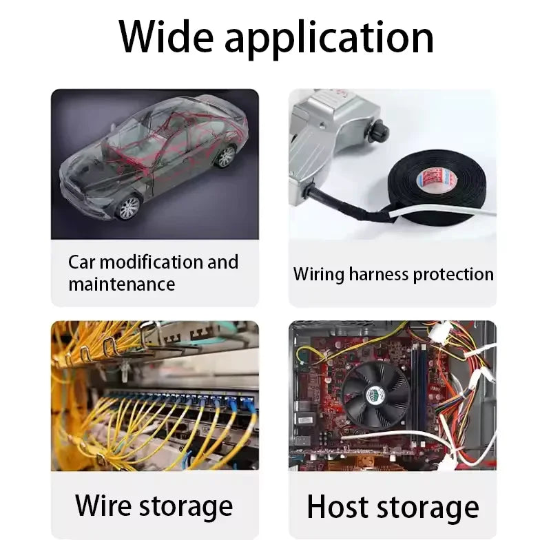 15M Heat-Resistant Flame Retardant Cloth Tape – Coroplast Adhesive Wiring Loom Protection for Car Cable Harness