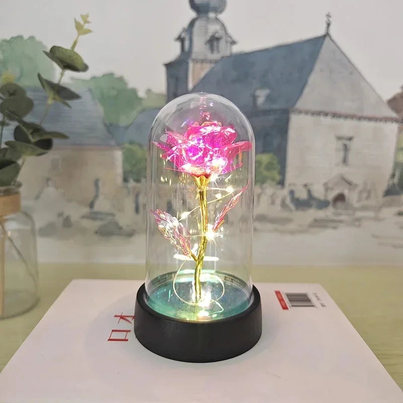 Artificial Eternal Rose Flowers with LED Light – Valentine’s Day Gift for Girlfriend, Wedding & Christmas Decor