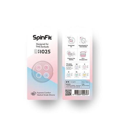 SpinFit CP1025 TWS Silicone Ear Tips – Patented Fit for True Wireless Earbuds, Compatible with MTW3, Jabra Elite 7 & Galaxy Buds 2