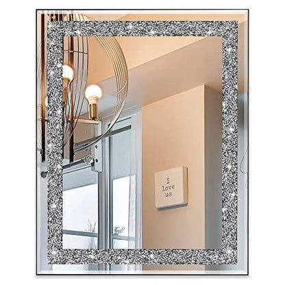 Crystal Crush Diamond Mirror 16x20 – Luxury HD Glass Wall Mirror for Bathroom, Bedroom & Entryway Home Décor Accent