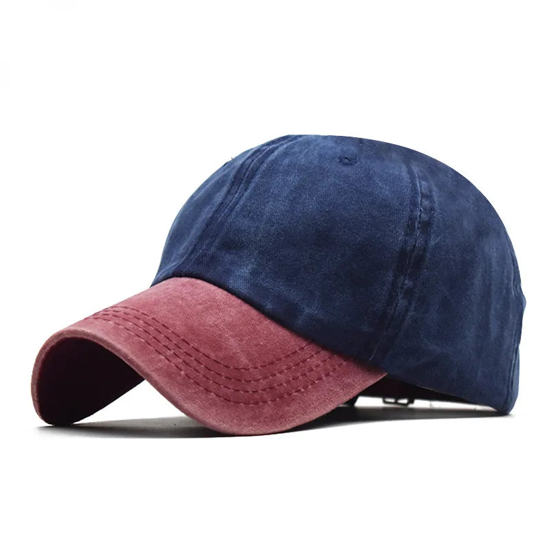 Baseball Snapback Cap – Pure Color Cowboy Hat, Water-Washed Hip Hop Fitted Cap for Men & Women, Spring & Autumn