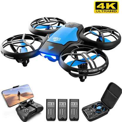 V8 Mini Drone with 4K & 1080P HD Wide-Angle Camera – WiFi FPV RC Helicopter with Height Hold for Kids