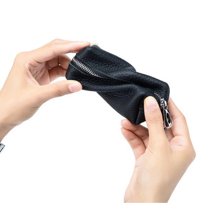 Genuine Leather Key Holder Wallet – Mini Car Key Organizer & Coin Purse with Double Keychains for Men & Women 🔑👜