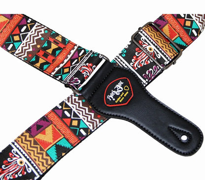 New High-Quality Cotton Guitar Strap – Adjustable Length, 6.2cm Wide for Acoustic & Electric Bass Guitars