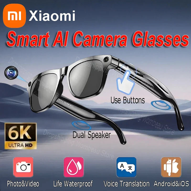 Xiaomi 6K HD AI Smart Glasses — 100MP Camera, ChatGPT, Bluetooth Call, Voice Assistant, 260mAh Battery, New Smart Glasses