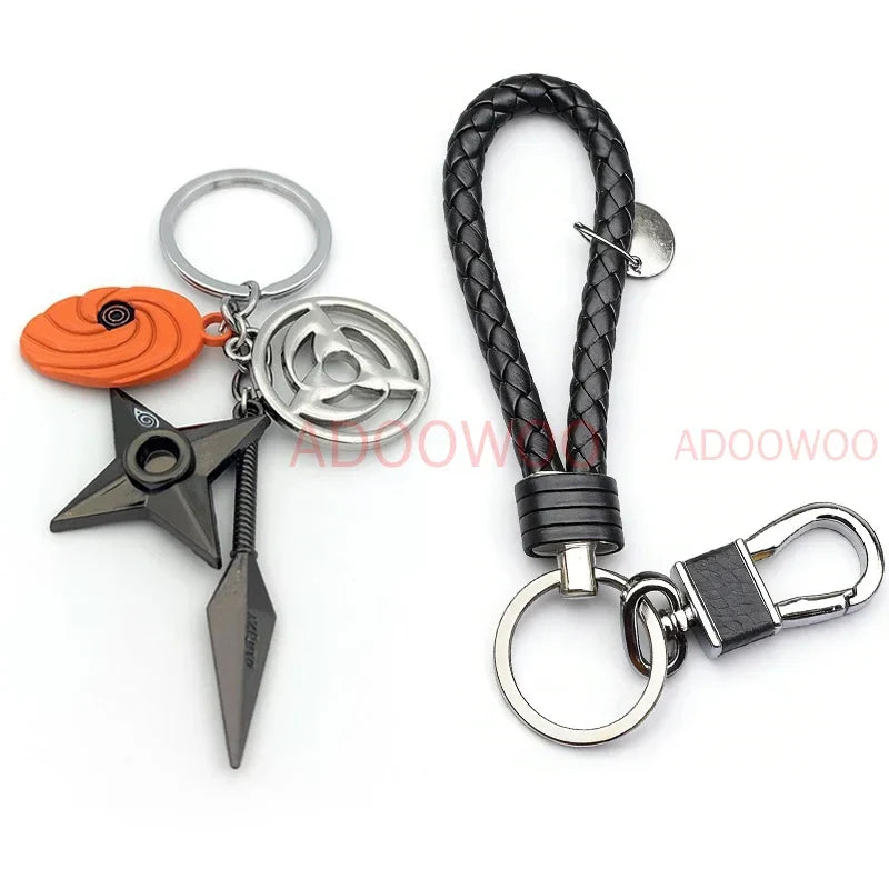 Bandai Naruto Red Cloud Alloy Keychain Set – 20 Styles Anime Woven Leather Rope Charm Car Pendant Punk Jewelry Gift Accessories