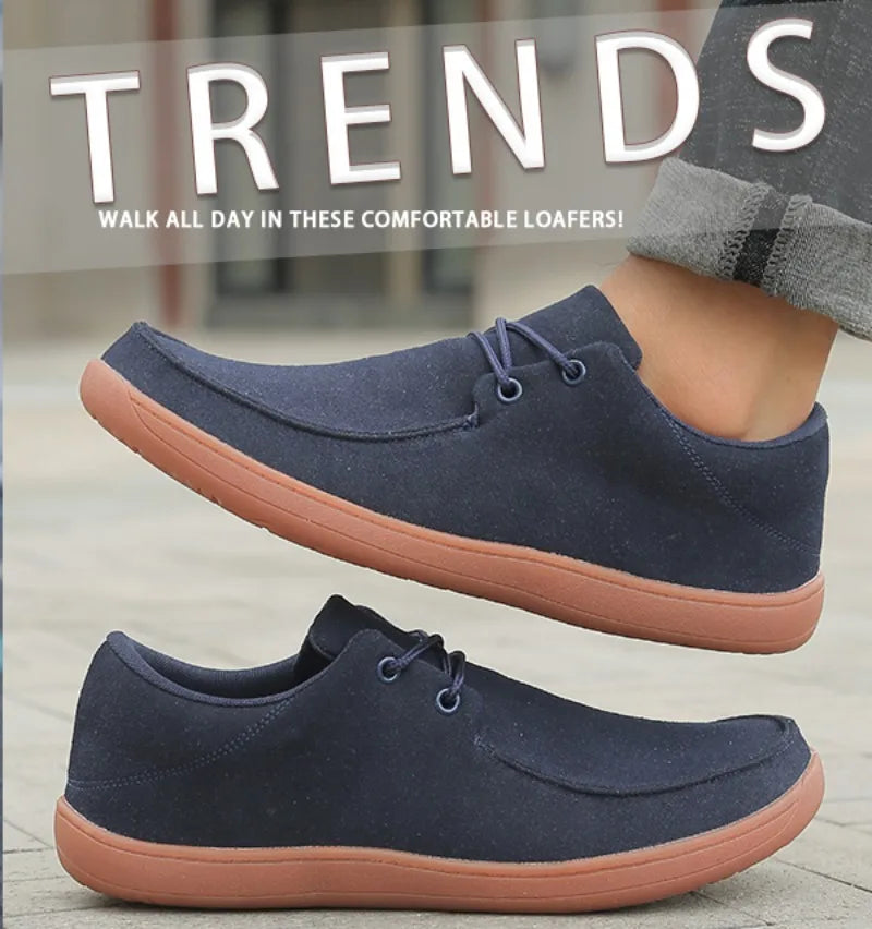 High-Quality Wide Barefoot Non-Slip Casual Walking Shoes – Comfortable Classic Fashion Men’s Sneakers, Plus Size 46