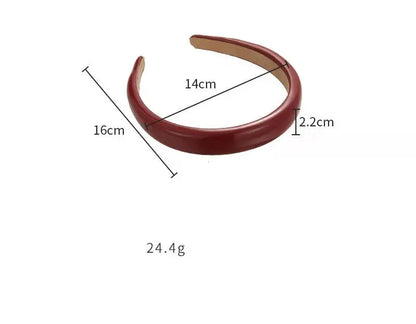 Retro Red Leather Sponge Headband – Fashionable Hair Hoop for Women, Wash Face & Party Hair Accessories Gift