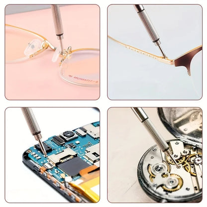 Mini 3-in-1 Glasses Screwdriver Kit | Multifunction Spectacle, Sunglass & Watch Repair Set with Keychain